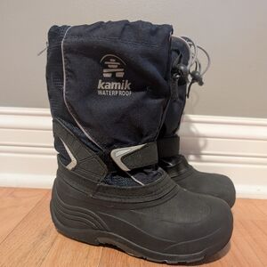 Kamik Black, Blue, and Gray Waterproof Boots- Size Kids 13